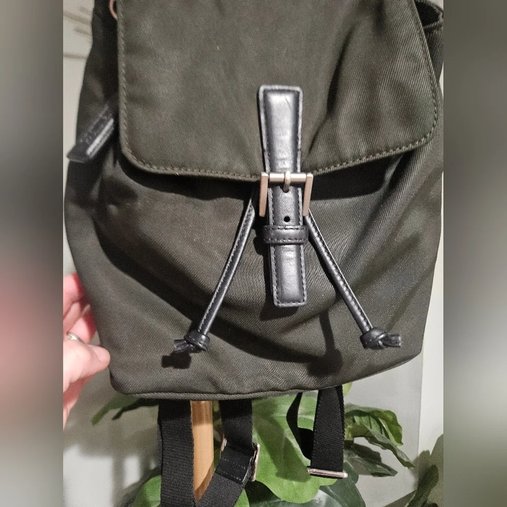 Vintage Coach Mercer Twill Nylon Mini Backpack | 2002 | Olive Green Leather Trim